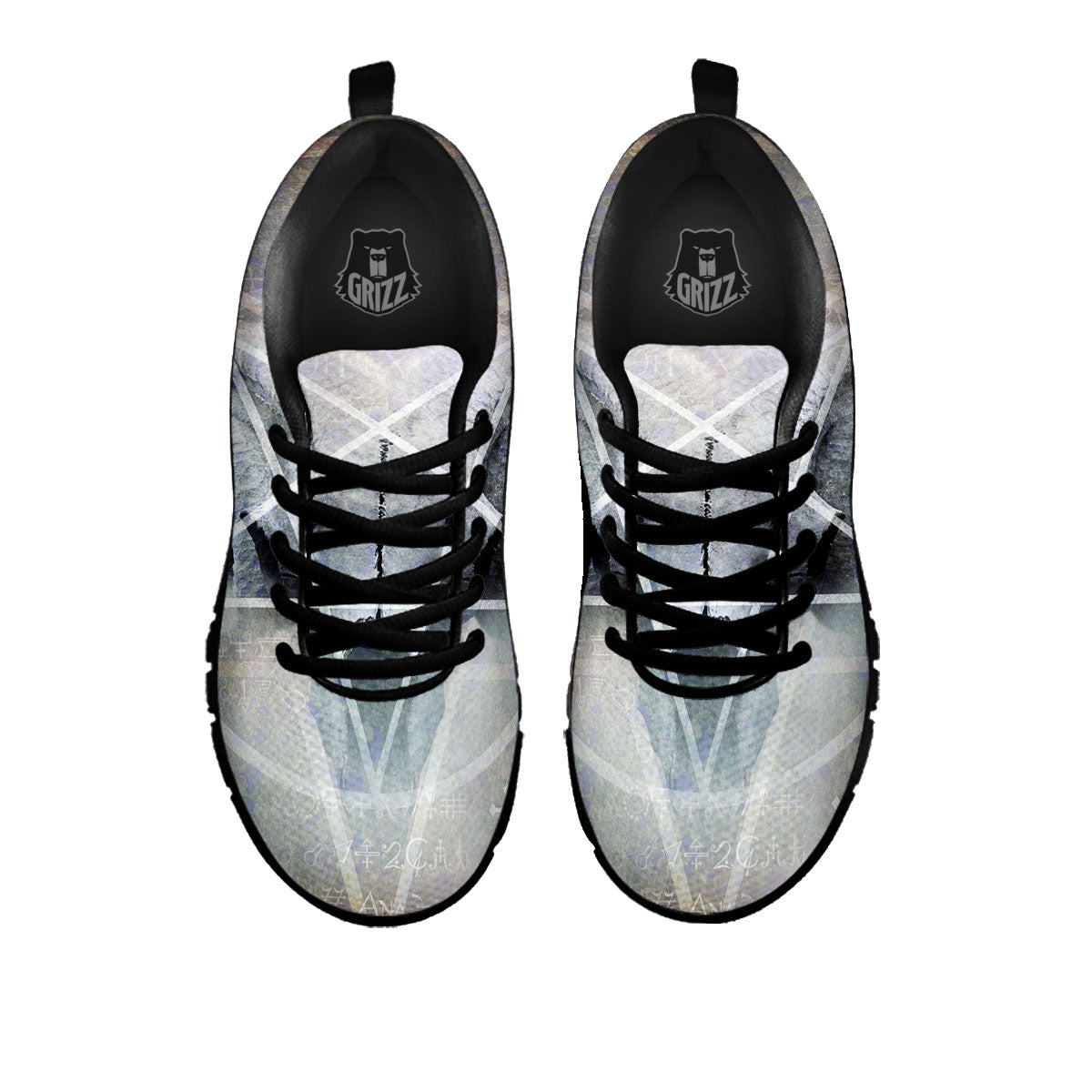Skull Satanic Pentagram Print Black Sneaker-grizzshop