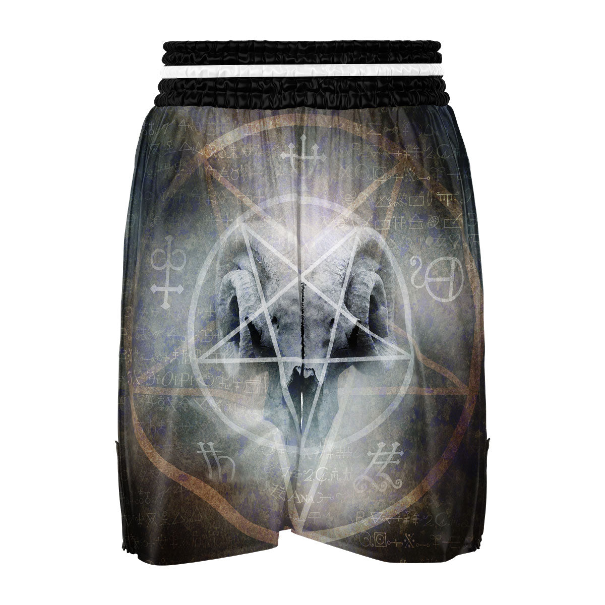 Skull Satanic Pentagram Print Boxing Shorts-grizzshop