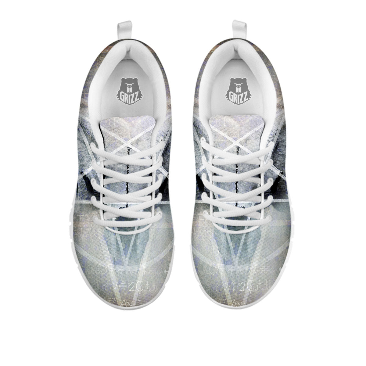 Skull Satanic Pentagram Print White Sneaker-grizzshop