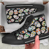 Skull Sugar Print Pattern Black High Top Shoes-grizzshop