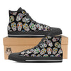 Skull Sugar Print Pattern Black High Top Shoes-grizzshop