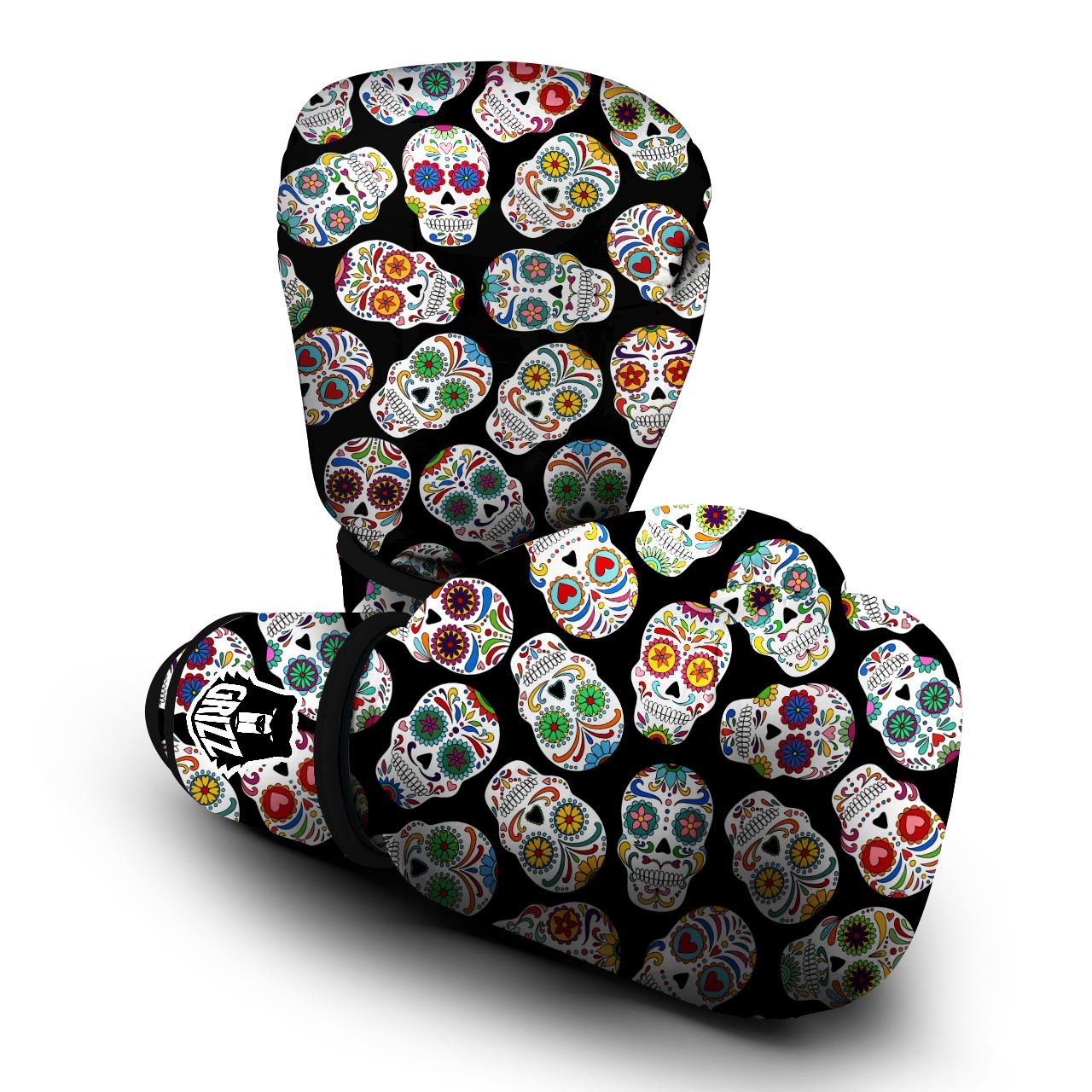 Skull Sugar Print Pattern Boxing Gloves-grizzshop