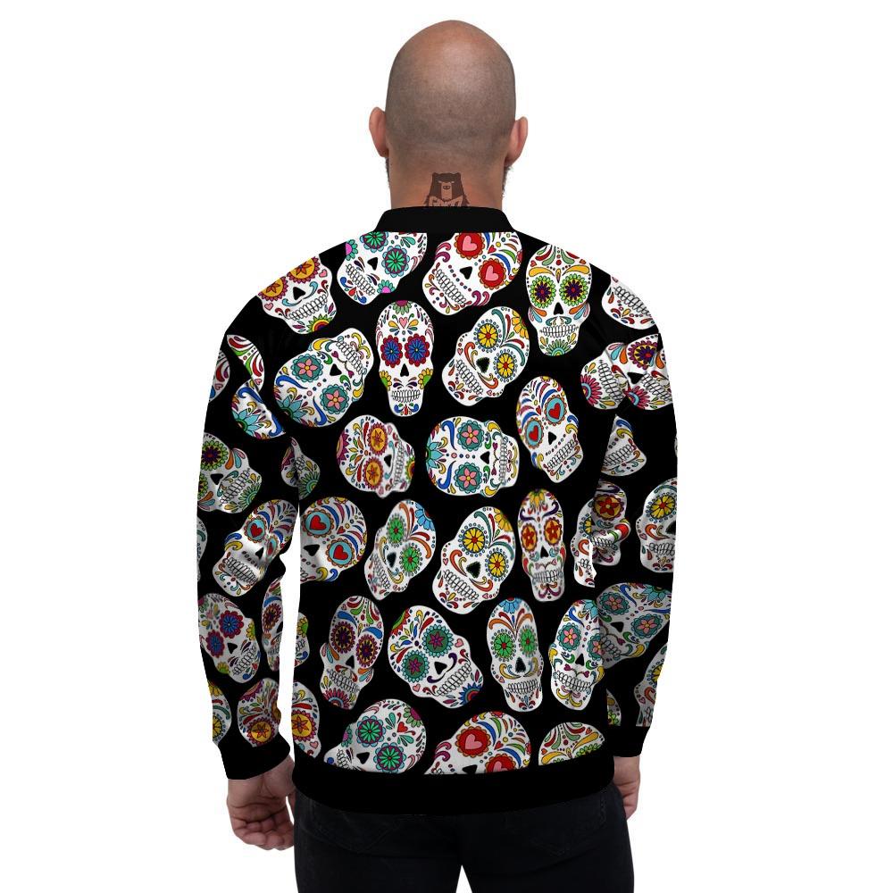 Skull Sugar Print Pattern Men's Bomber Jacket-grizzshop