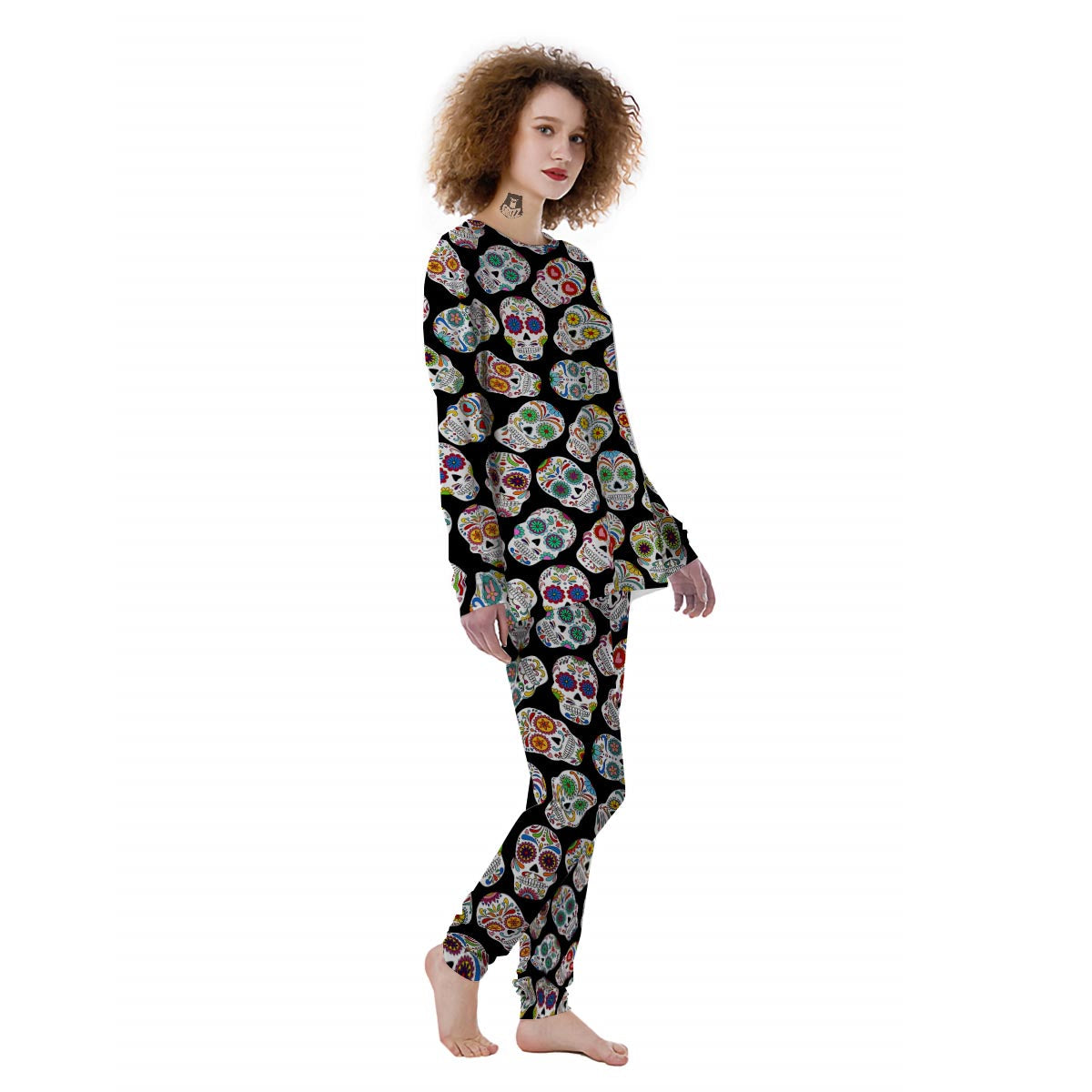 Skull Sugar Print Pattern Women's Pajamas-grizzshop