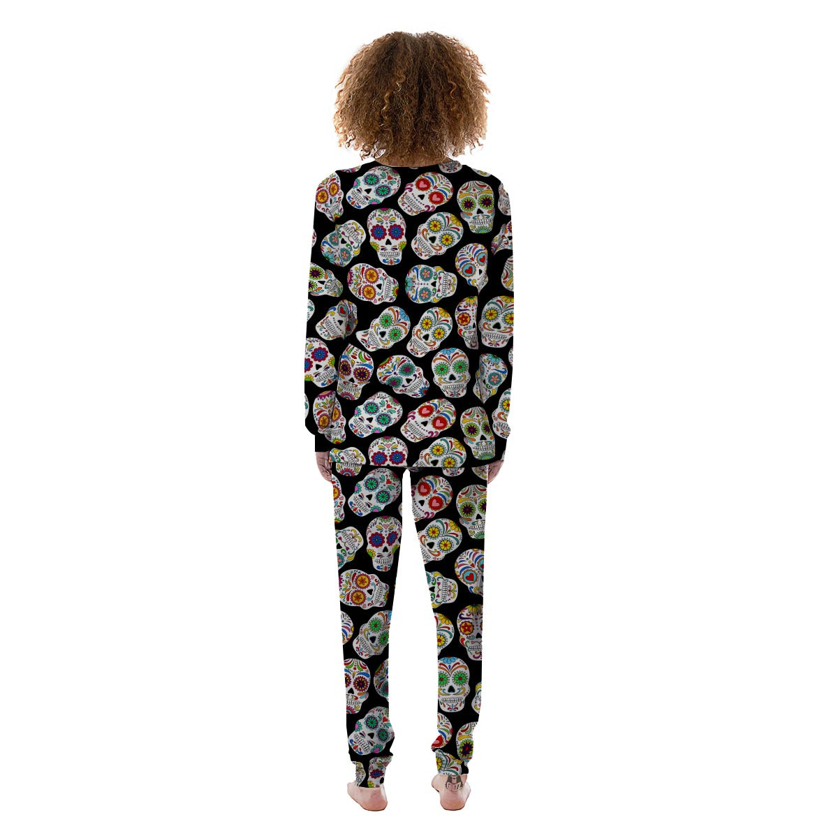 Skull Sugar Print Pattern Women's Pajamas-grizzshop