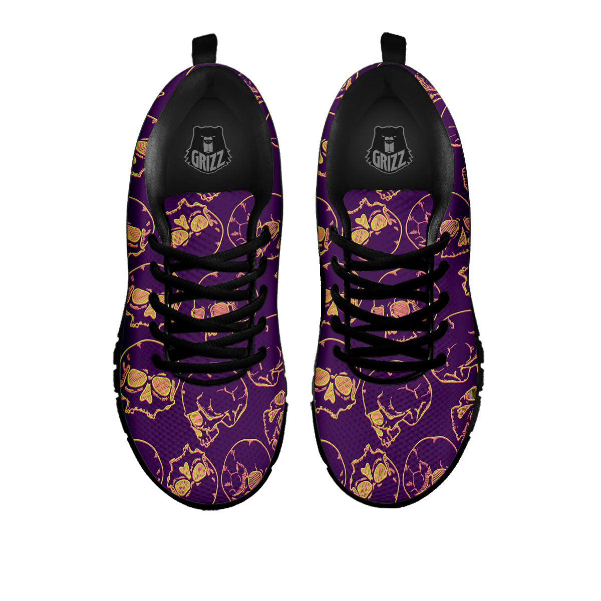 Skull Teal And Purple Print Pattern Black Sneaker-grizzshop