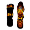 Skull Three Flaming Print Muay Thai Shin Guards-grizzshop