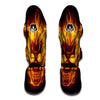 Skull Three Flaming Print Muay Thai Shin Guards-grizzshop