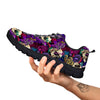 Skull Trippy Print Pattern Black Sneaker-grizzshop