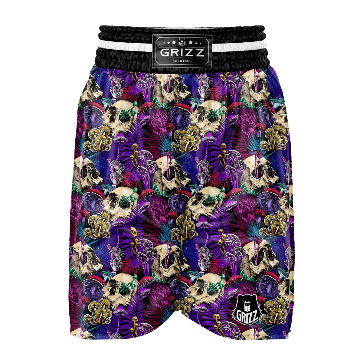 Skull Trippy Print Pattern Boxing Shorts-grizzshop