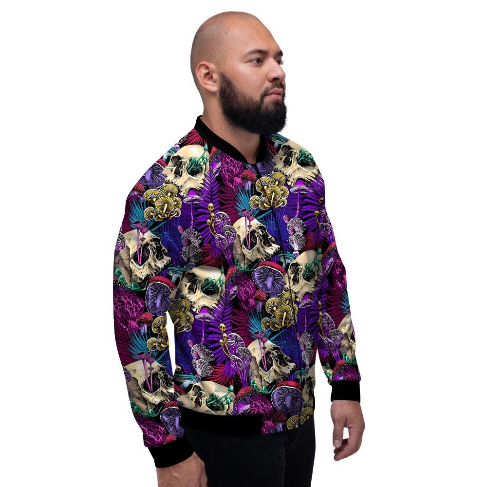 Skull Trippy Print Pattern Men's Bomber Jacket-grizzshop
