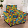 Skull Trippy Psychedelic Armchair Cover-grizzshop