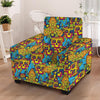 Skull Trippy Psychedelic Armchair Cover-grizzshop