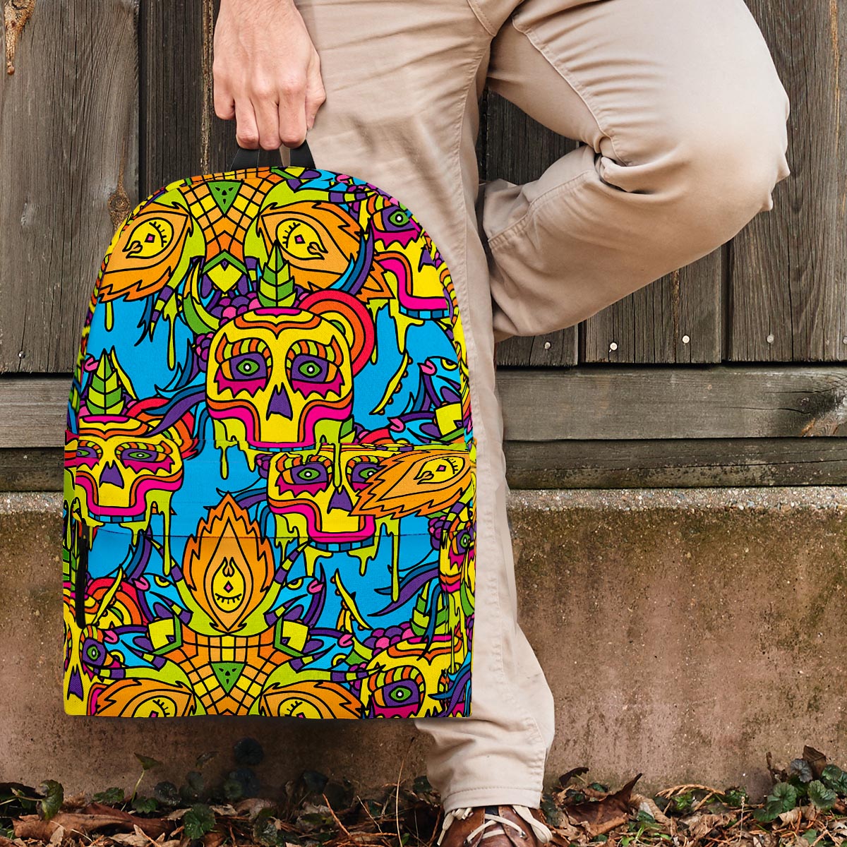 Skull Trippy Psychedelic Backpack-grizzshop