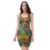 Skull Trippy Psychedelic Bodycon Dress-grizzshop