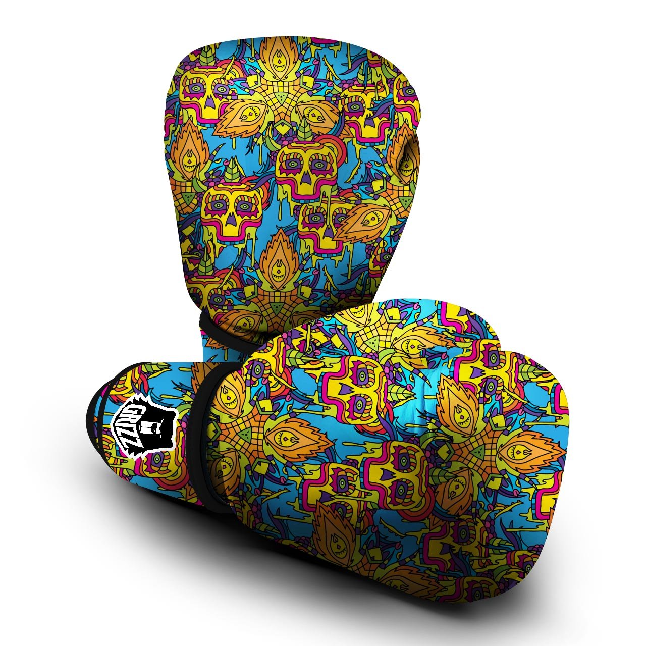 Skull Trippy Psychedelic Boxing Gloves-grizzshop