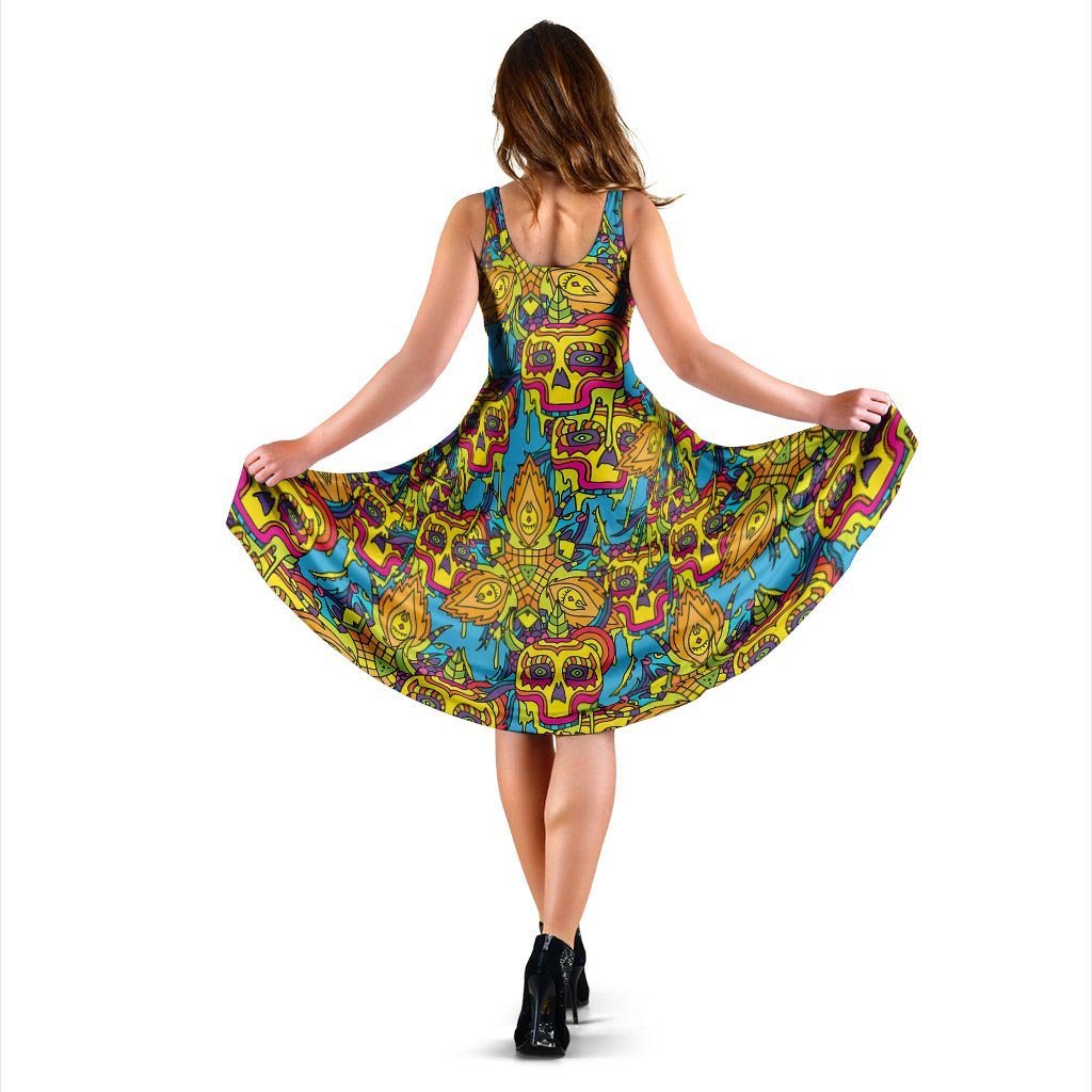 Skull Trippy Psychedelic Dress-grizzshop