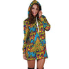 Skull Trippy Psychedelic Hoodie Dress-grizzshop