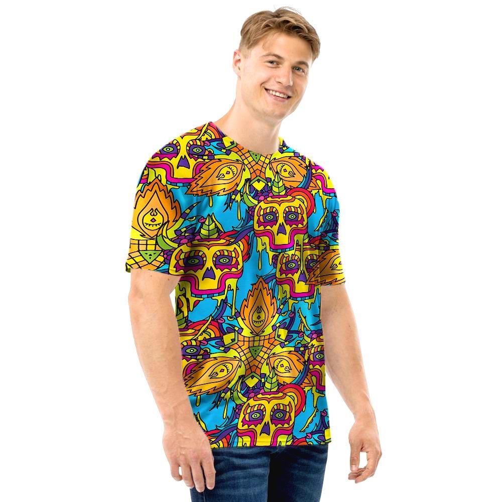 Skull Trippy Psychedelic Men T Shirt-grizzshop