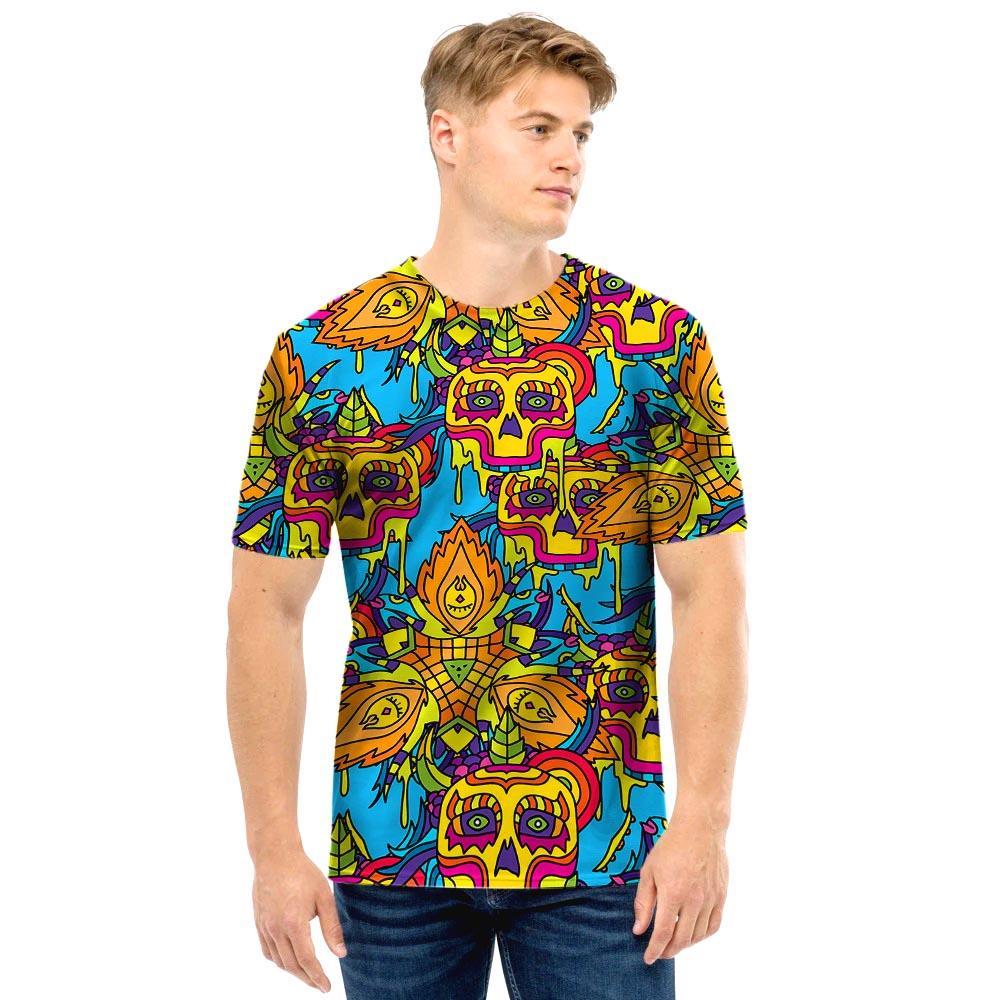 Skull Trippy Psychedelic Men T Shirt-grizzshop