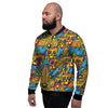 Skull Trippy Psychedelic Men's Bomber Jacket-grizzshop