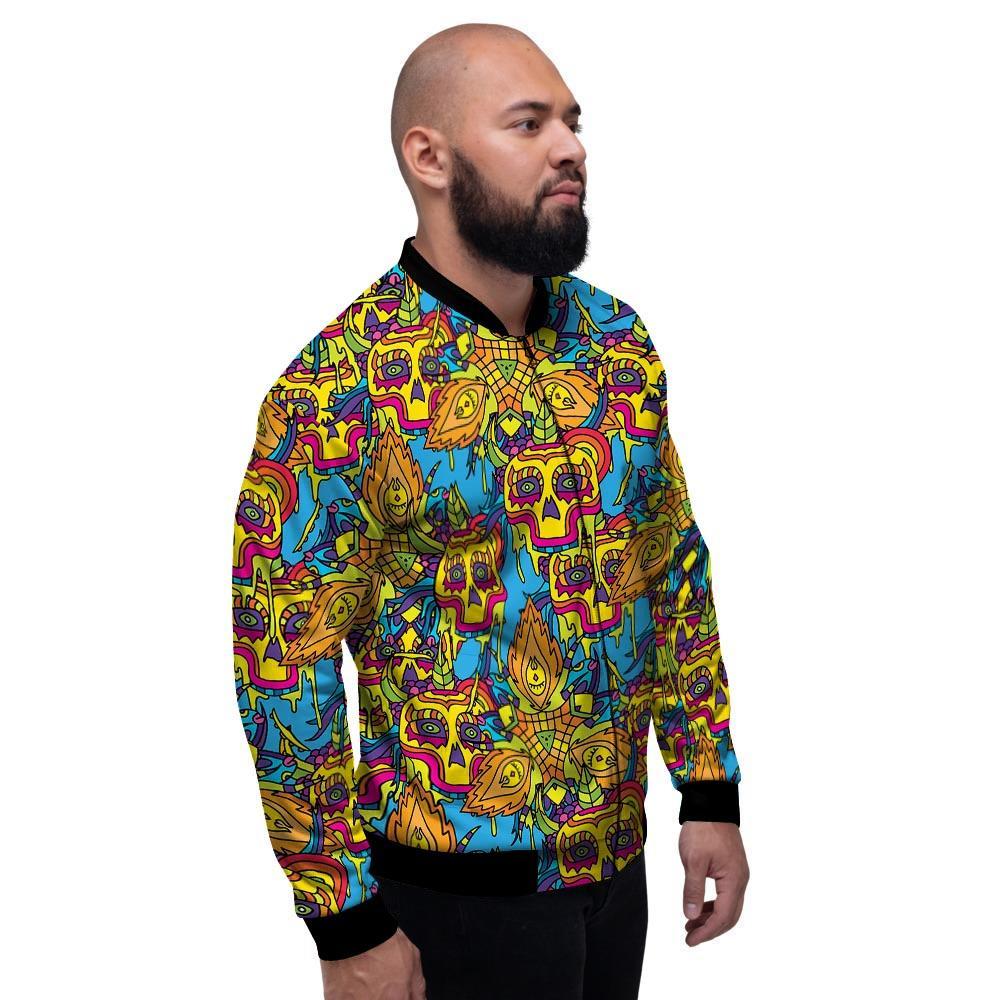 Skull Trippy Psychedelic Men's Bomber Jacket-grizzshop