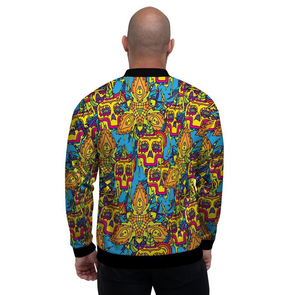 Skull Trippy Psychedelic Men's Bomber Jacket-grizzshop