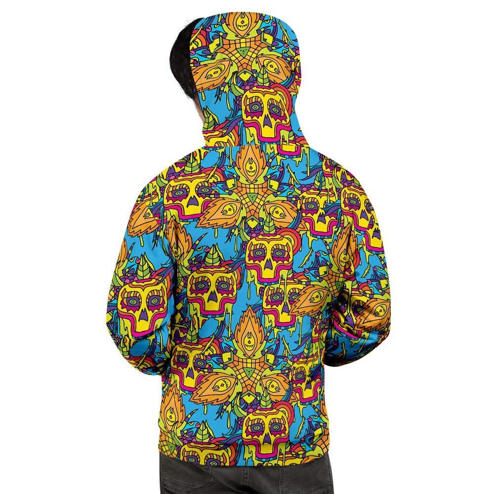 Skull Trippy Psychedelic Men's Hoodie-grizzshop