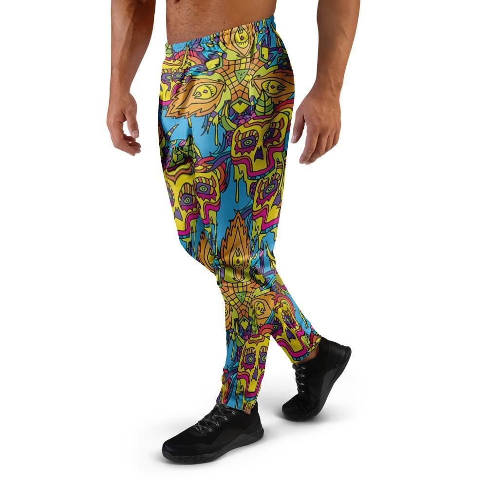 Skull Trippy Psychedelic Men's Joggers-grizzshop