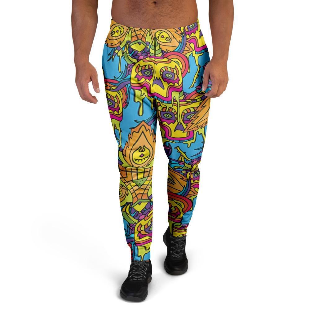 Skull Trippy Psychedelic Men's Joggers-grizzshop