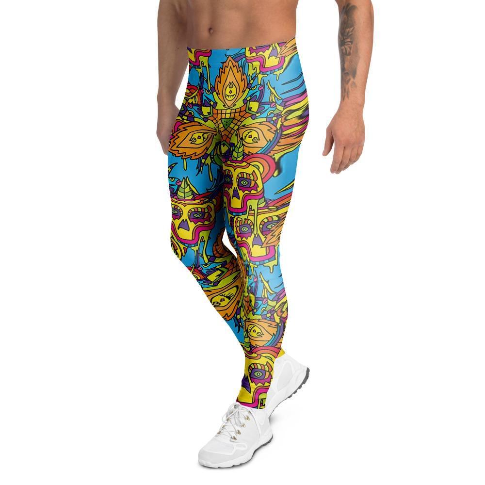 Skull Trippy Psychedelic Men's Leggings-grizzshop