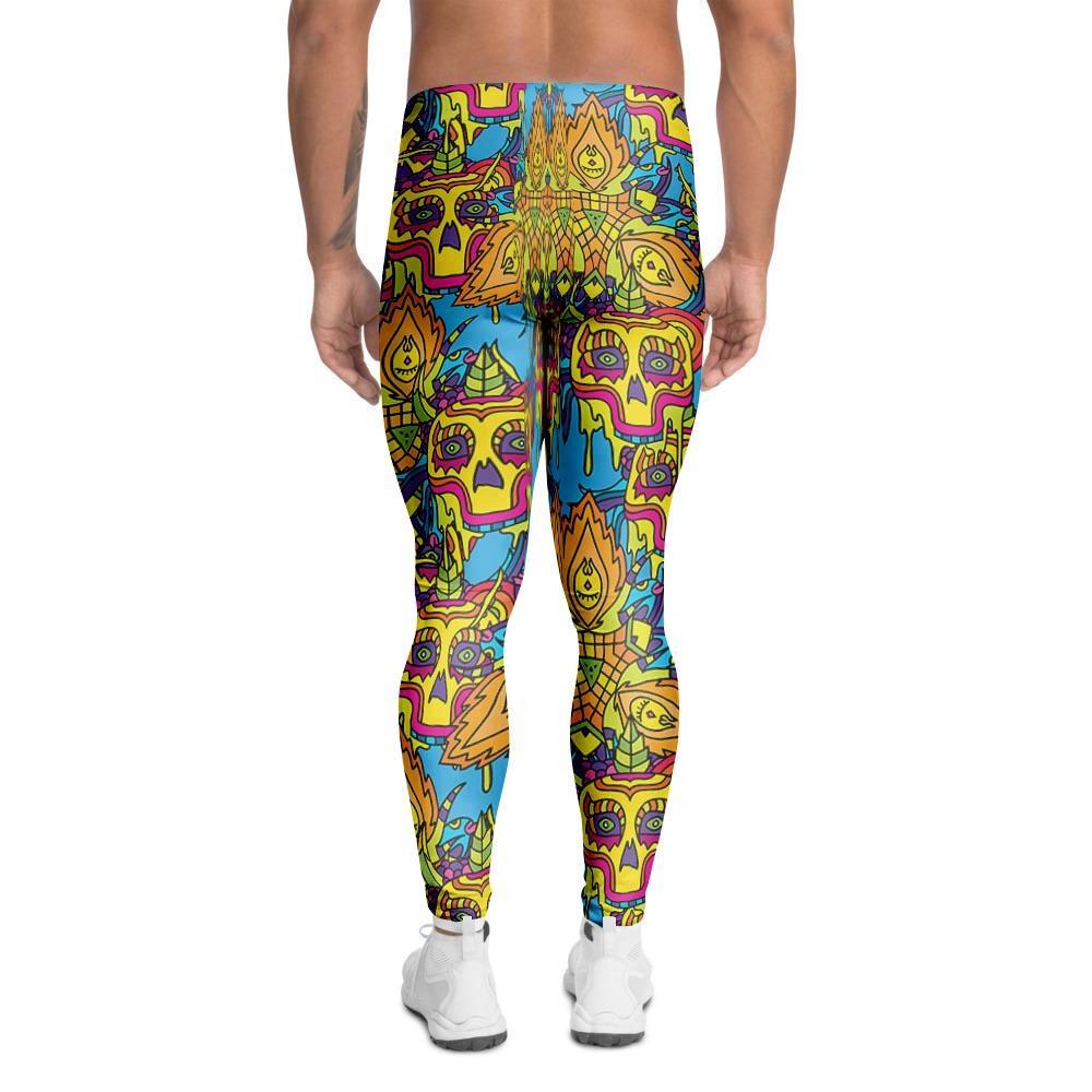 Skull Trippy Psychedelic Men's Leggings-grizzshop