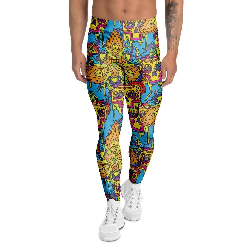 Skull Trippy Psychedelic Men's Leggings-grizzshop