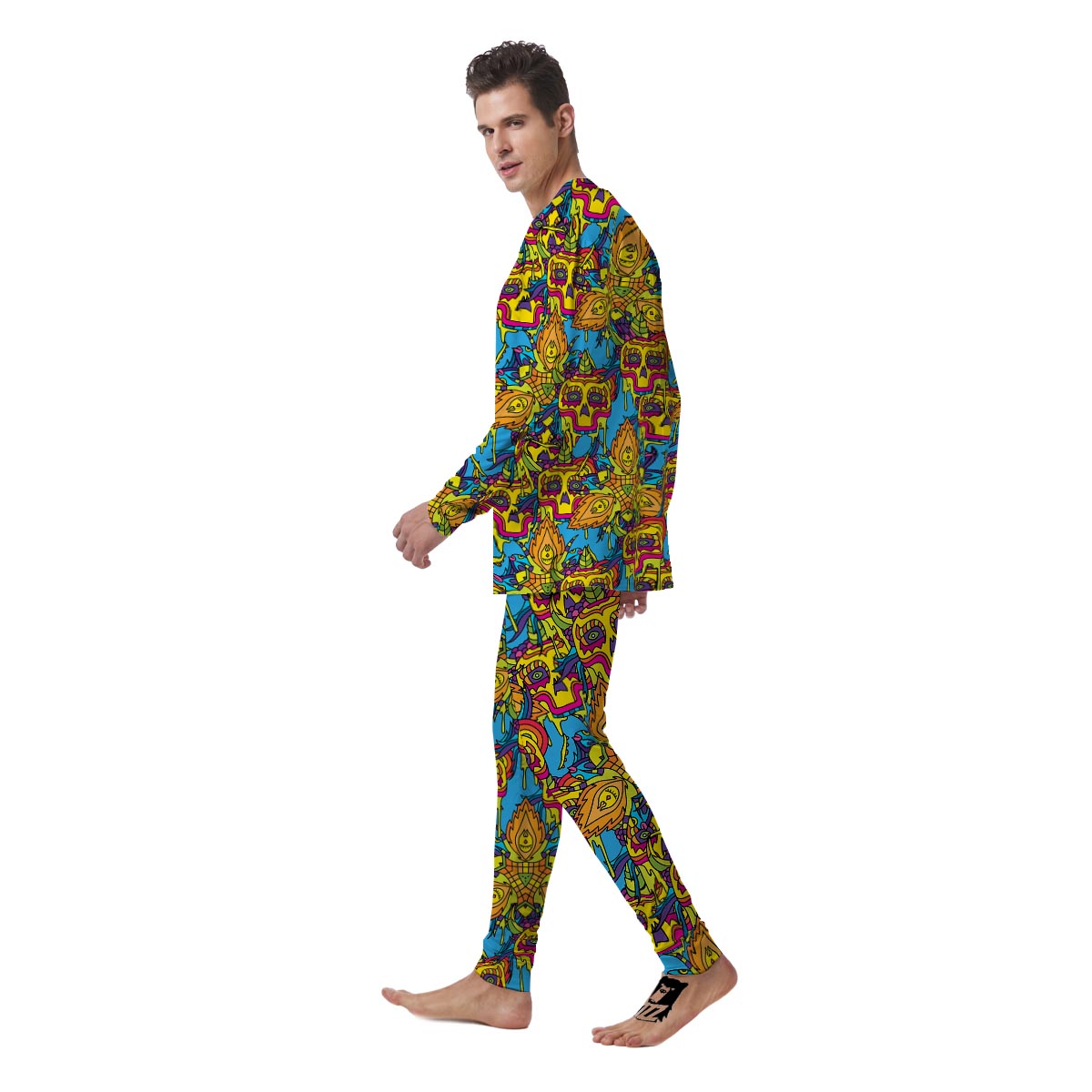 Skull Trippy Psychedelic Men's Pajamas-grizzshop