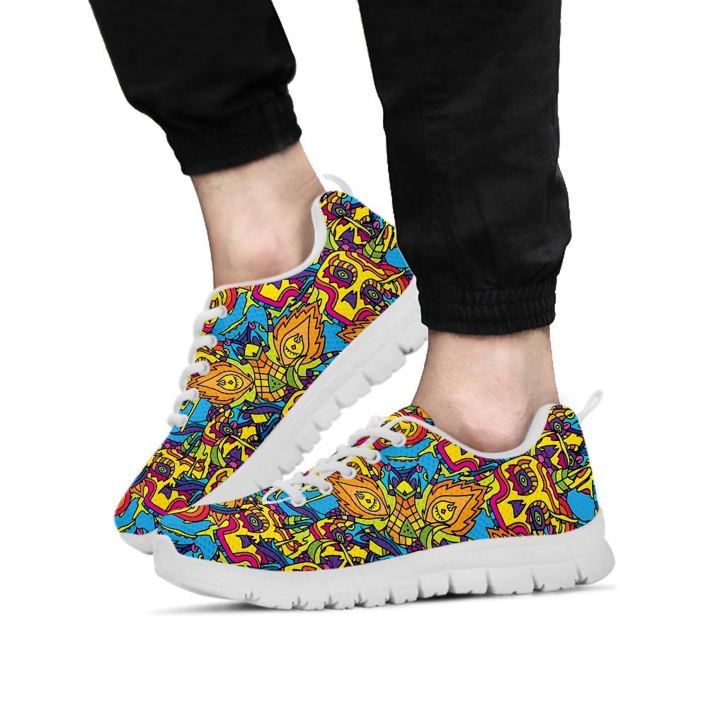 Skull Trippy Psychedelic Men's Sneakers-grizzshop