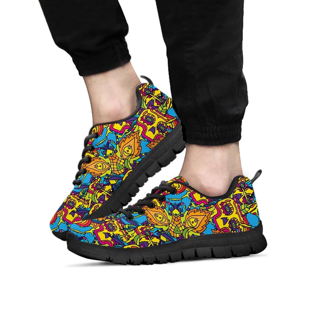 Skull Trippy Psychedelic Men's Sneakers-grizzshop