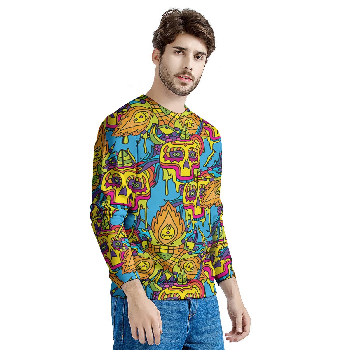 Skull Trippy Psychedelic Men's Sweatshirt-grizzshop