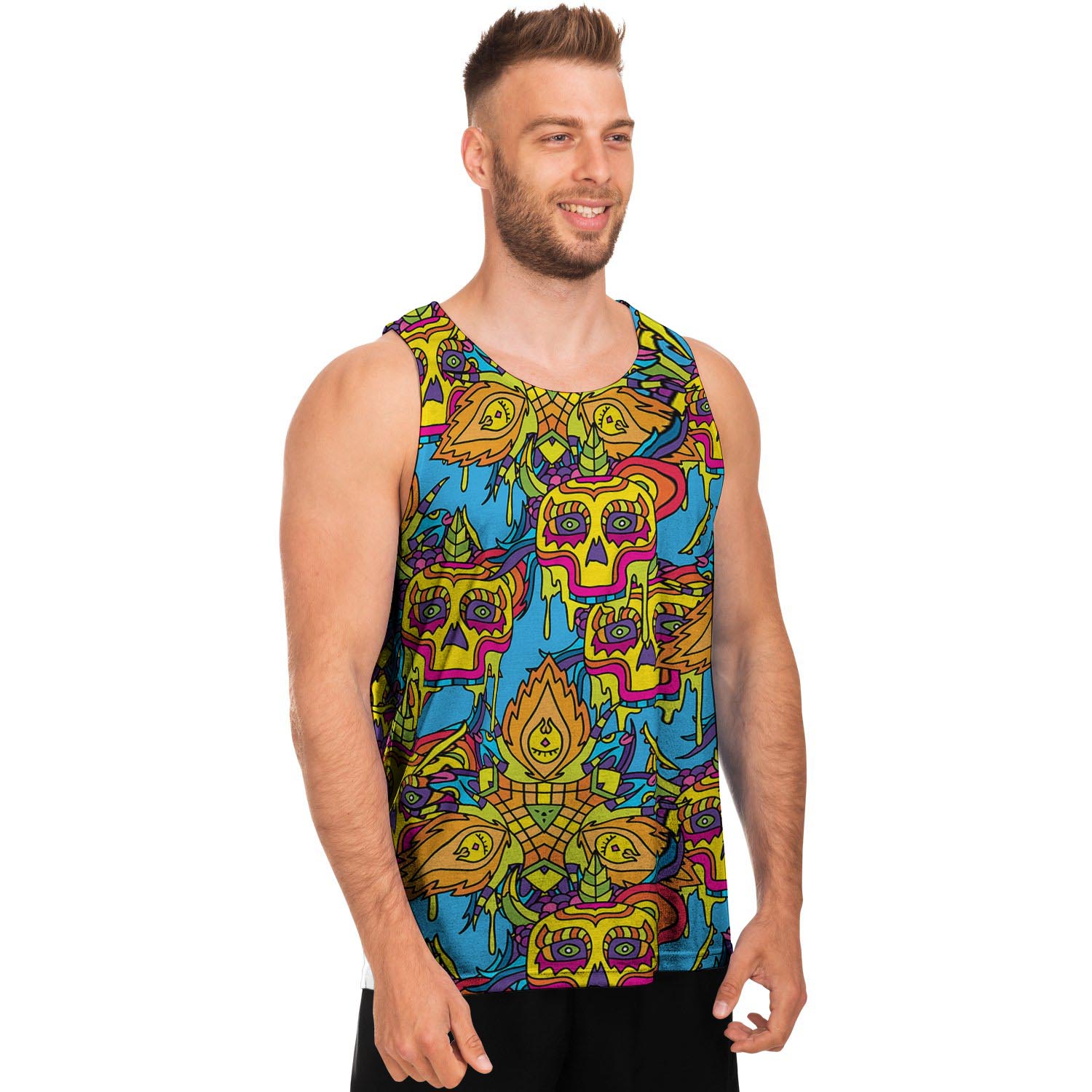 Skull Trippy Psychedelic Men's Tank Tops-grizzshop