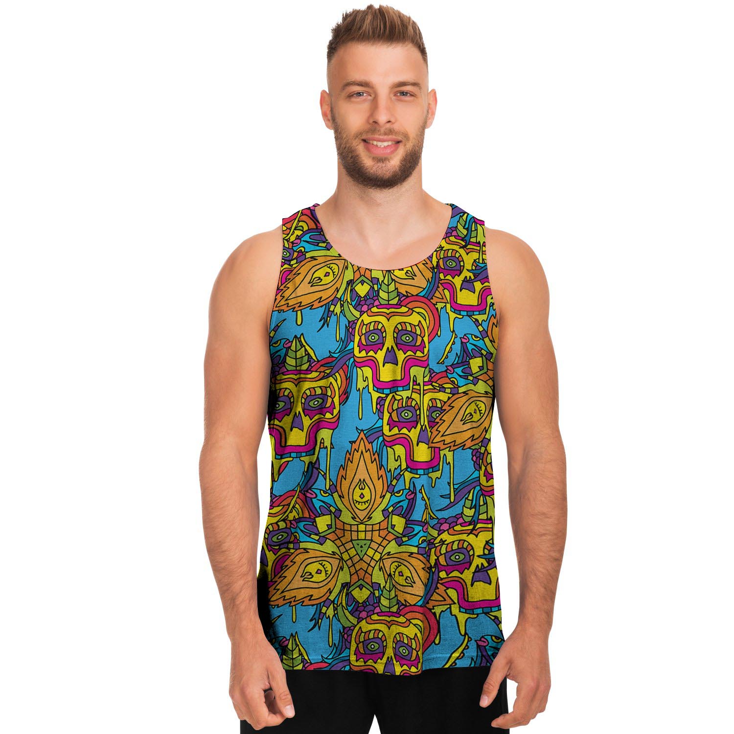 Skull Trippy Psychedelic Men's Tank Tops-grizzshop