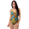 Skull Trippy Psychedelic One Piece Swimsuite-grizzshop