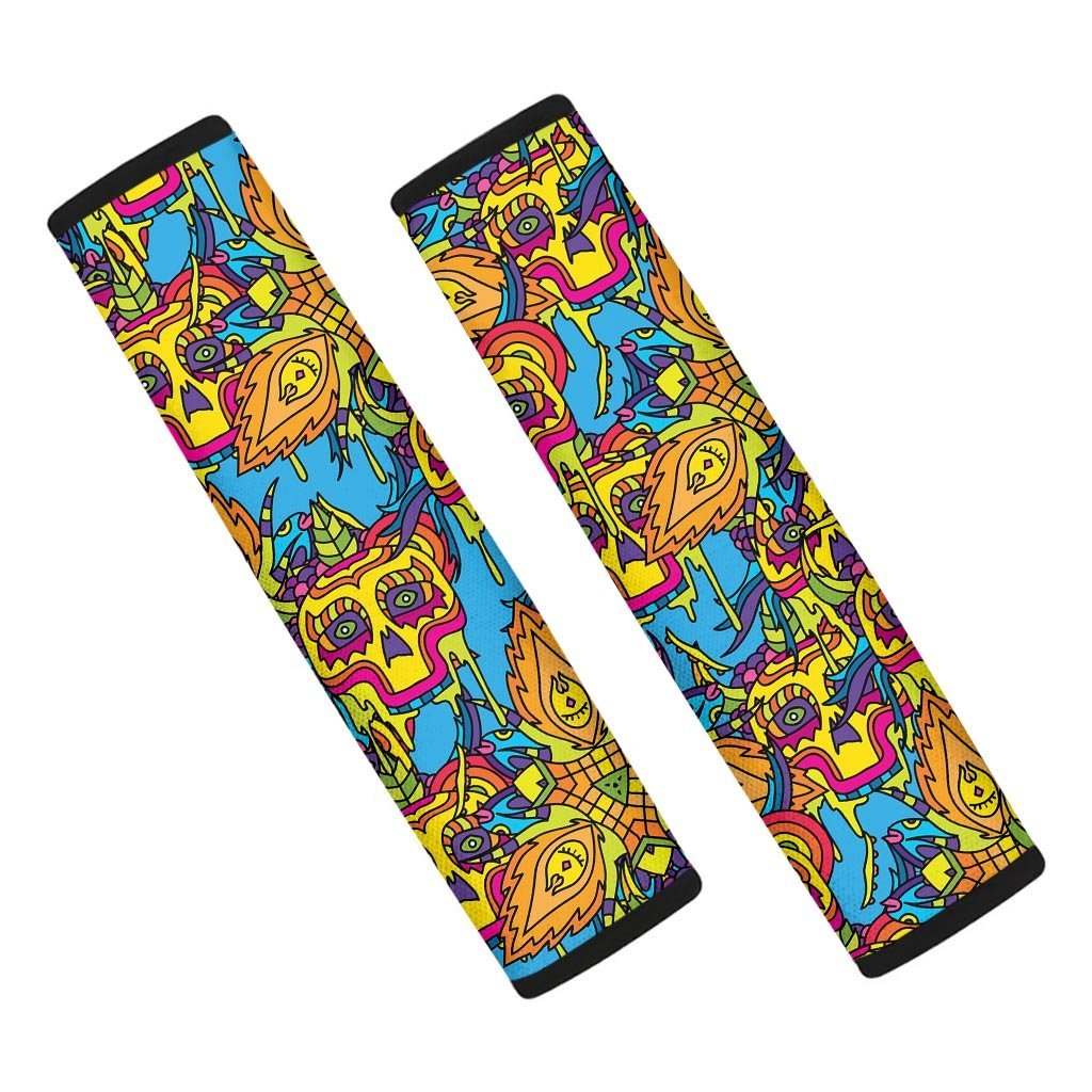 Skull Trippy Psychedelic Seat Belt Cover-grizzshop