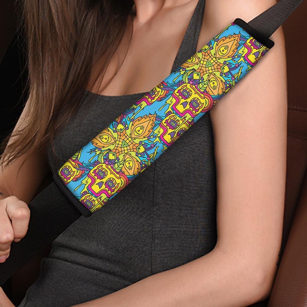 Skull Trippy Psychedelic Seat Belt Cover-grizzshop