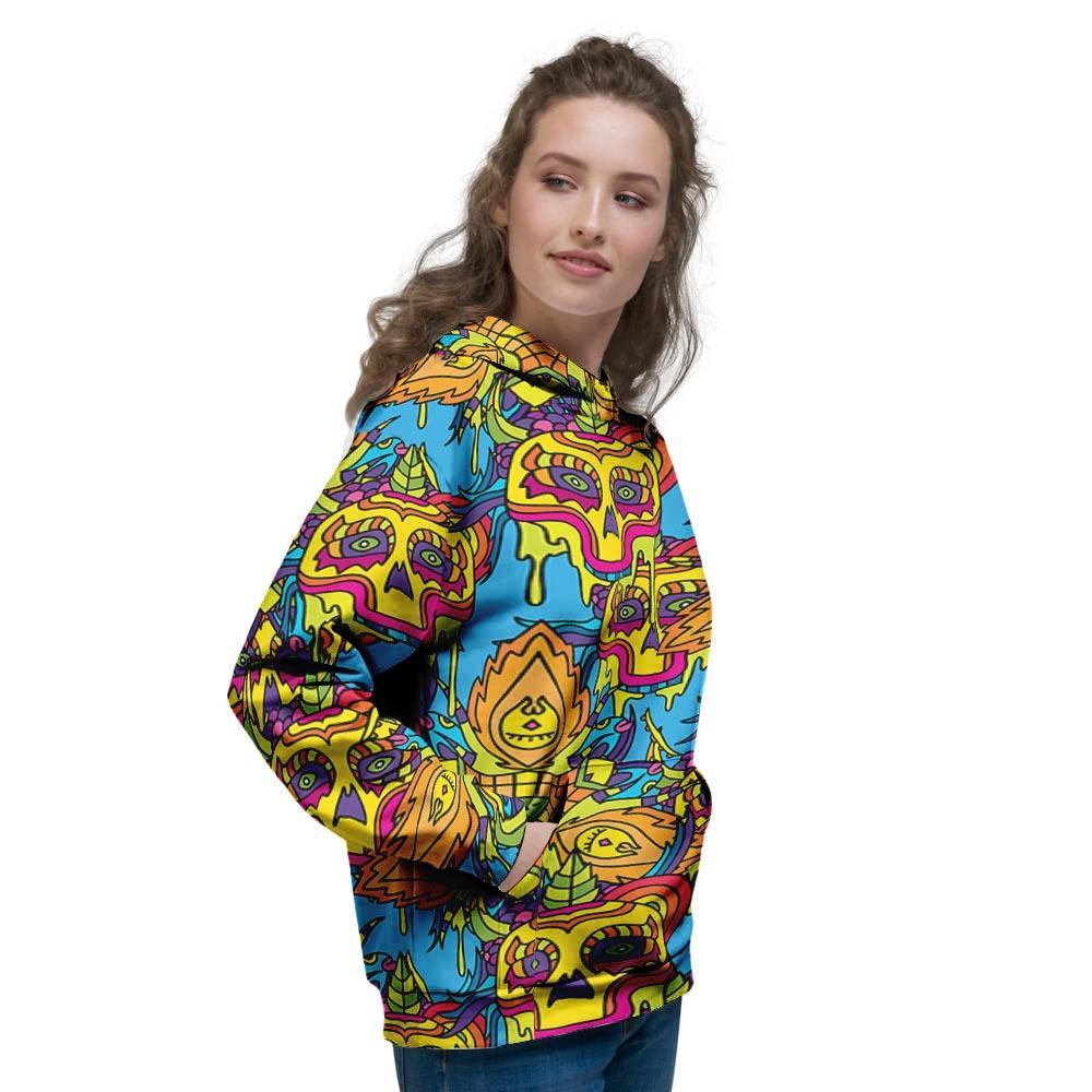 Skull Trippy Psychedelic Women's Hoodie-grizzshop