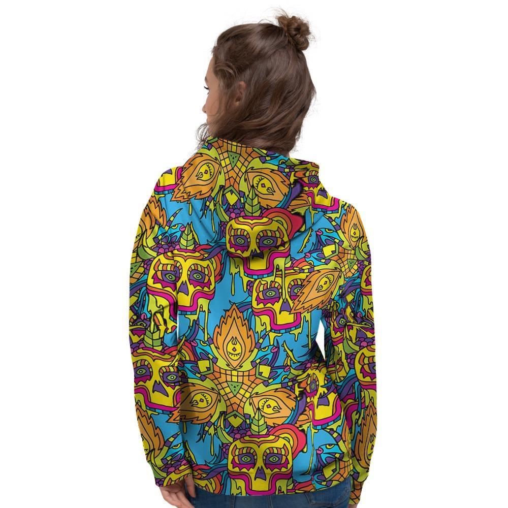 Skull Trippy Psychedelic Women's Hoodie-grizzshop