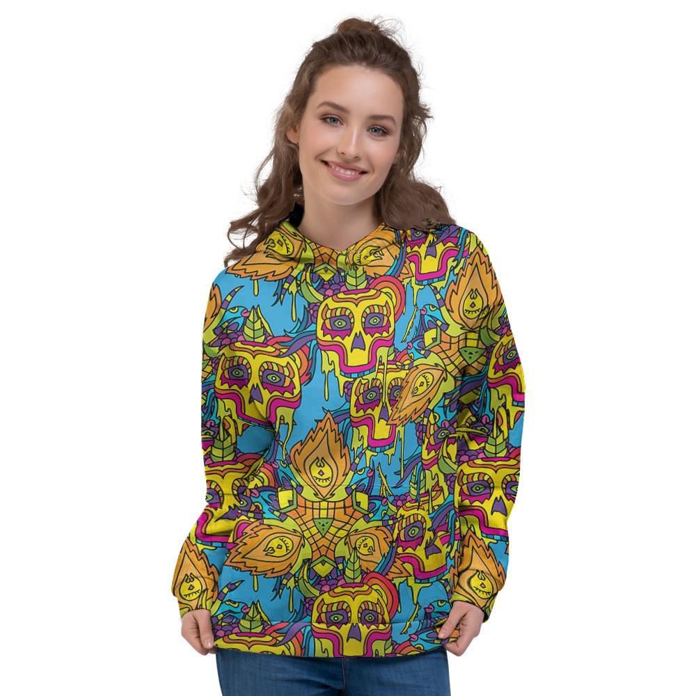 Skull Trippy Psychedelic Women's Hoodie-grizzshop