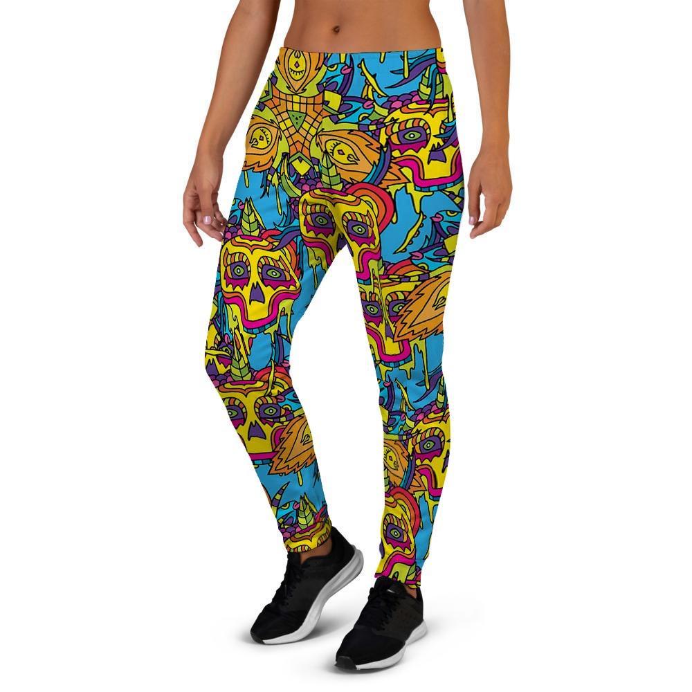 Skull Trippy Psychedelic Women's Joggers-grizzshop