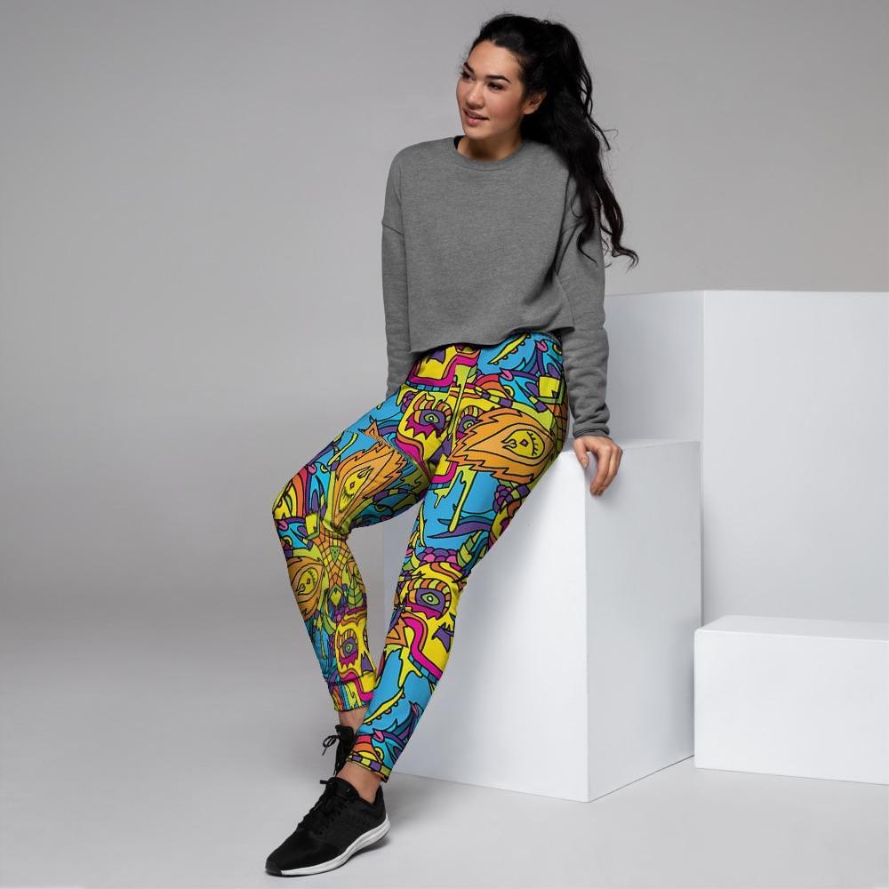 Skull Trippy Psychedelic Women's Joggers-grizzshop