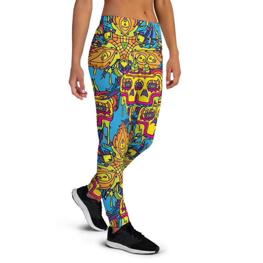 Skull Trippy Psychedelic Women's Joggers-grizzshop