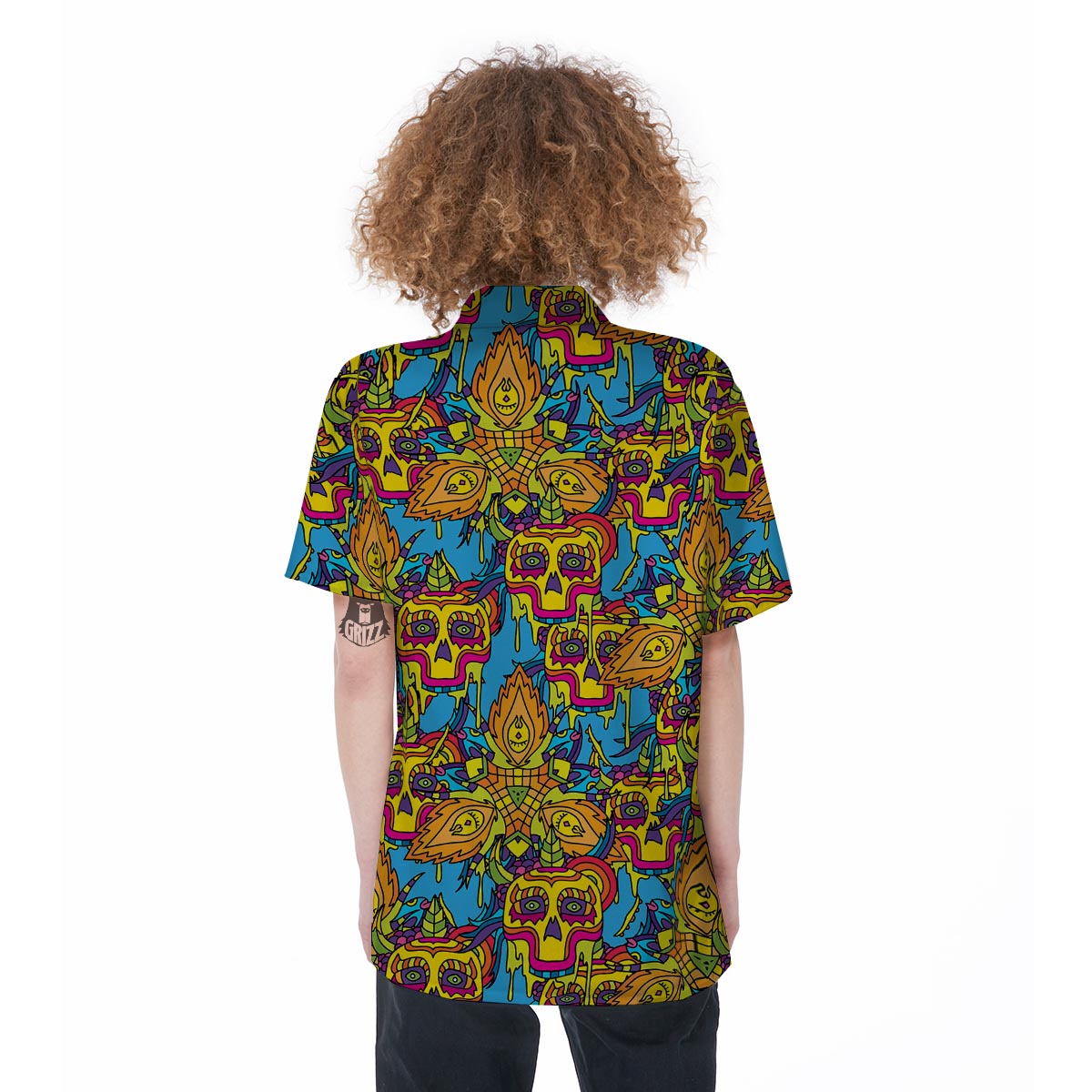 Skull Trippy Psychedelic Women's Short Sleeve Shirts-grizzshop