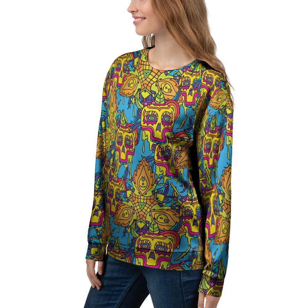 Skull Trippy Psychedelic Women's Sweatshirt-grizzshop